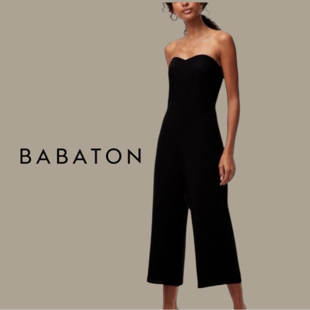 Babaton Aritzia Roshan Strapless Cropped Jumpsuit Black Size 0